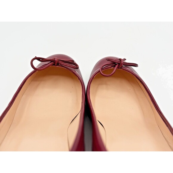 Christian Louboutin Red/Burgundy Ballet Style Kitten Heels Bow Accent Sz EU 37 7 - Picture 12 of 14